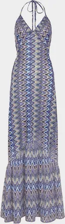 Ramy Brook Delilah Chevron Halter Maxi Dress