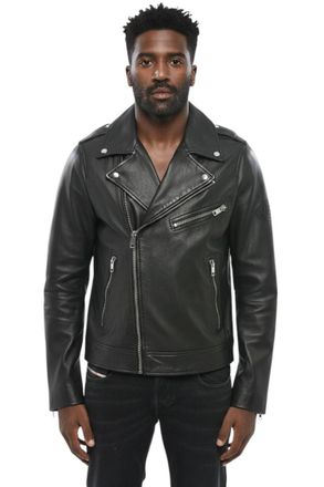 Diesel Black Solid Leather Jacket