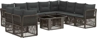 vidaXL Conjunto De Sof&aacute;s De Jard&iacute;n 11 Uds. Gris Rat&aacute;n Sint&eacute;tico Vidaxl