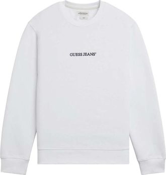 Guess Slim Logo Crewneck Sweatshirt - Heren - Sweatshirts - Wit - M - Katoen - Hoodies & sweatvesten