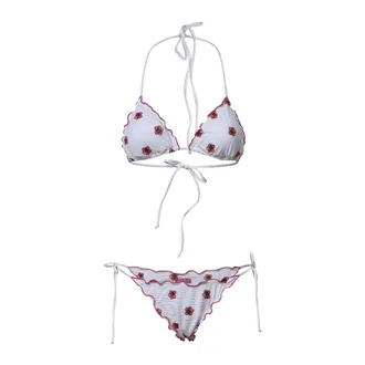 MC2 Saint Barth Frou Frou Triangle Bikini - female - MC2 Saint Barth - Bikinis - White - M - Swimwear