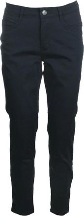 C.Ro Donkerblauwe Suzanne Broek met Rits Detail - Dames - Slim Fit Broeken - Blauw - M - Katoen - Broeken
