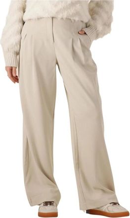 Moss Copenhagen Mschhenrika HW Pants - Dames - Wijde Broeken - Beige - XS - Leer - Broeken
