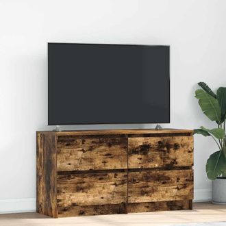 Berkfield Home TV Cabinet Smoked Oak 100x35x54 cm Engineered Wood in Brown | Size: 100 x 35 x 54 cm