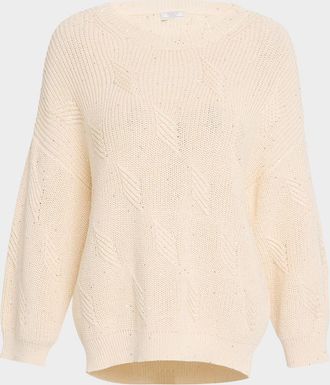 PESERICO Textured Sequin Rib Knit Sweater