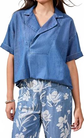 Tribal Flowy Popover Denim Shirt In Fjordblue