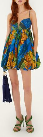 Farm Rio Banana Grapes Organic Cotton Minidress in Blue at Nordstrom, Size Xx-Small