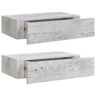 vidaXL Vidaxl - Estante De Pared Con Caj&oacute;n 2 Uds Mdf Gris Hormig&oacute;n 40x23,5x10cm