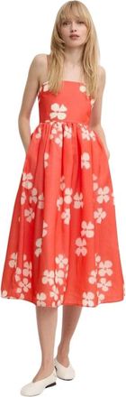 Stine Goya Midi A-lijn Jurk - Dames - Zomerkleedjes - Oranje - XS - Polyester - Kleedjes