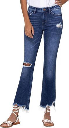 Flying Monkey Sasha Mid Rise Ankle Flare Jeans In Dark Wash