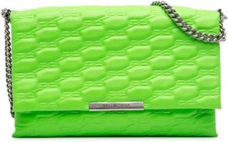 Balenciaga Pre-owned Flap Shoulder Bag - Dames - Vintage Schoudertas - Groen - ONE Size - Leer - Vintage