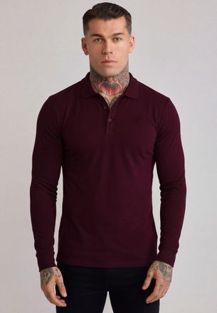 Siksilk Mens Burgundy LS Button Polo XL