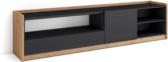 Skraut Home Skraut Home - Mueble Tv, Televisi&oacute;n, 207x37x50cm, Para Tv Hasta 80, Negro Y Roble