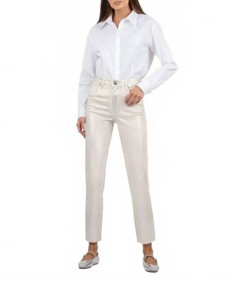 Kut from the Kloth Reese High Rise Metallic Ankle Straight Jean In Silver