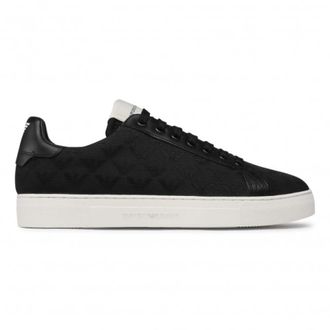 Emporio Armani Nylon Sneakers met Jacquard All-Over Eagle - Heren - Sneakers - Zwart - 41 EU - Nylon - Schoenen