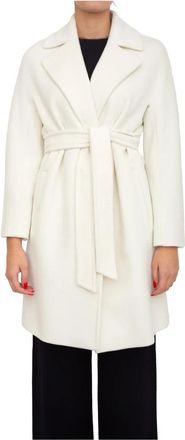 Max Mara Scire Robe Coat - Dames - Jas met riem - Wit - L - Wol - Jassen