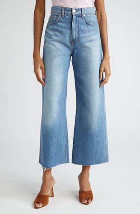 Veronica Beard Taylor Raw Hem High Waist Crop Wide Leg Jeans in Enough Said at Nordstrom, Size 24