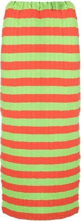 Sunnei Curled striped midi skirt - women - Polyester/Elastane/Viscose - M - Orange
