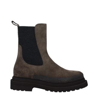 Brunello Cucinelli Brunello Cucinelli Damens Stiefeletten Wildleder Grau/Taupe