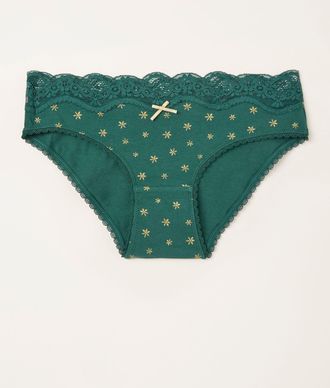 Fat Face FatFace Green Snowflake Classic Knickers