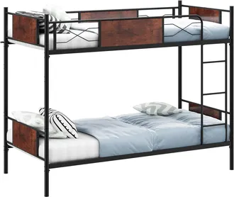Costway Costway - Litera De Metal 90 X 190 Cm, Cama Convertible 2 En 1 Para 2 Personas, Barandillas De Seguridad De 30 Cm, Estructura De Cama Industrial Con D
