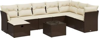 vidaXL Set De Sof&aacute;s De Jard&iacute;n 9 Pzas Y Cojines Rat&aacute;n Sint&eacute;tico Marr&oacute;n Vidaxl