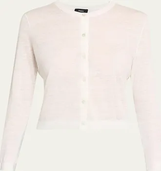 Theory Cropped Linen-Blend Cardigan