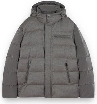 Paul & Shark Luxe Wol Zijde Pufferjas - Heren - Gewatteerde jassen - Grijs - XL - Wol - Jassen