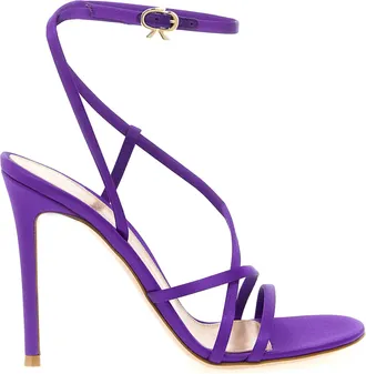 Gianvito Rossi Purple Fabric Stiletto Heel Womens Sandals