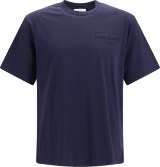 Ferragamo Flocked Logo T-Shirt - Navy