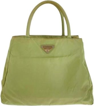 Prada Pre-owned Handbags, female, Green, Size: ONE SIZE Pre-owned Tessuto Nylon Tote Bag