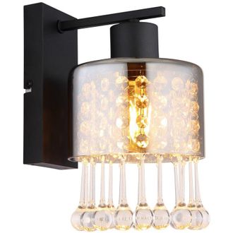 Globo Lighting Hendry Lampada da parete in vetro fum&eacute; nero opaco, 1x E27