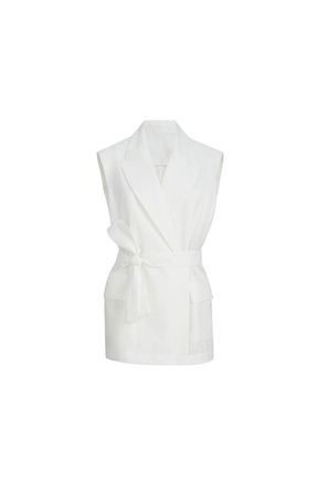 Brunello Cucinelli Poplin belted vest in White at Nordstrom, Size 46 It