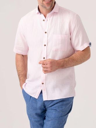 Koy Clothing Short Sleeve Linen Shirt in Pink at Nordstrom, Size Xxx-Large