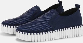 Ilse Jacobsen Womens Tulip 3876 Platform Flat Shoe In Dark Indigo White