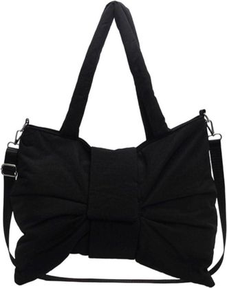 Generic Bags Bow Puffer Tote Bag for Women Lightweight Bowknot Puffy Shoulder Bag Handbag with Adjustable Shoulder Strap for Work Gym Travel