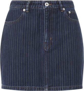 Kenzo Womens Stripped Jacquard Mini Skirt - Dark Blue Cotton - Size 25 (Waist)