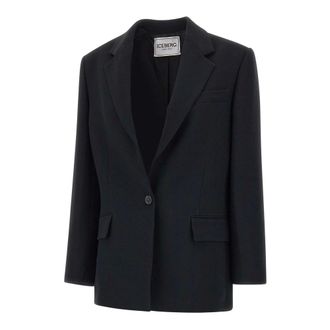 Iceberg Blazers, female, Black, L, Fine-Knit Viscose Crepe Blazer