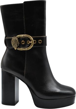 Kurt Geiger Mayfair Platform Enkellaarsjes - Dames - Laarzen met Hak - Zwart - 36 EU - Leer - Schoenen
