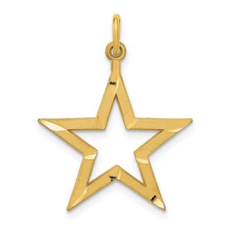 Diamond2Deal 14k Yellow Gold Diamond-cut Star Charm