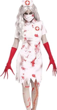 Generic Nurse Halloween Costume Women, Fancy Dress Zombie Scary Nurse Bloodstained Outfit Halloween Bloody Tutu Skirt Plus Size Costume Rockabilly Dresses for