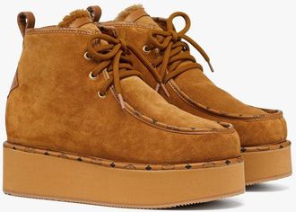 MCM Platform Boots in Calfskin Suede Leather