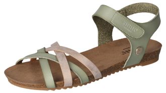 Mustang Jeans Riemchensandale MUSTANG SHOES, Damen, Gr. 36, gr&uuml;n (oliv, taupe), Lederimitat, Schuhe Riemchensandale, Sommerschuh, Sandalette, Klettschuh, mit Klettv