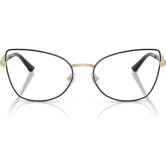 Jimmy Choo London 53mm Cat Eye Optical Glasses in Pale Gold/Black /Demo Lens at Nordstrom