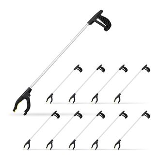 Relaxdays 10 Alcanzadores Universales, Pinza Recoge Basura, Gancho Para Ancianos, Aluminio-polipropileno, 76 Cm, Negro-plateado