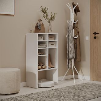 Vicco Armario Para Zapatos Hermia, Blanco, 53 X 99 Cm Con 7 Compartimentos Abiertos, Vicco