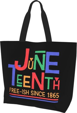 AOOEDM Juneteenth Free-Ish Since 1865 Ladies Canvas Tote Reusable Shopping Bag