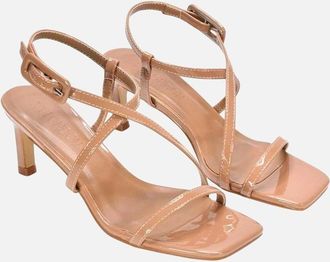 XY London Womens XY London Womens/Ladies Gabriella Patent Square Toe Mid Stiletto Sandals - Brown - Size: 7