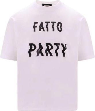 Dsquared2 Katoenen T-shirt met tekstprint - Heren - T-shirts - Wit - L - Katoen - Tops