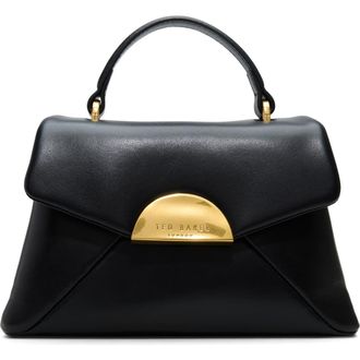 Ted Baker Poppy Moon Leather Top Handle Bag in Black at Nordstrom